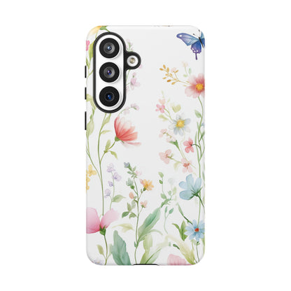 Watercolor Wildflower & Butterfly Phone Case - iPhone, Samsung, and Google case