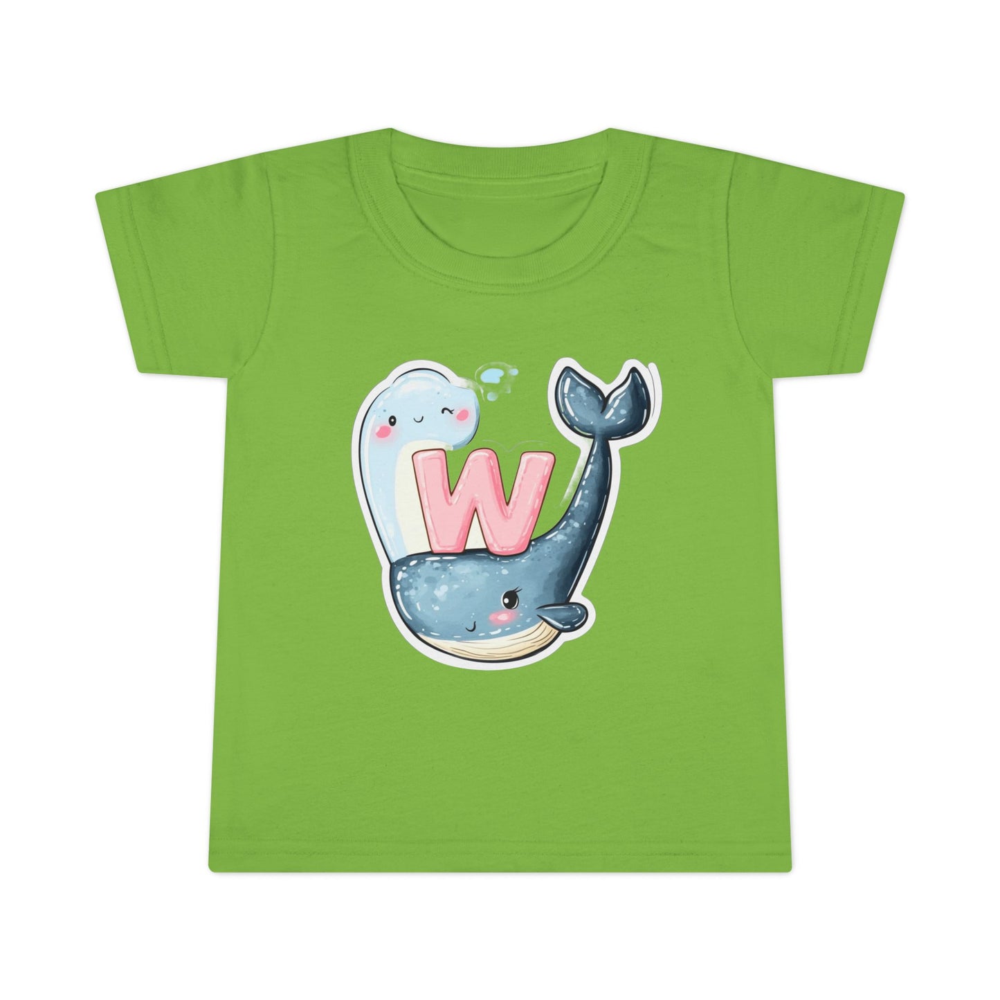 Cute Whale & Ghost Letter W Toddler T-Shirt – Fun Kids Apparel for Learning & Play