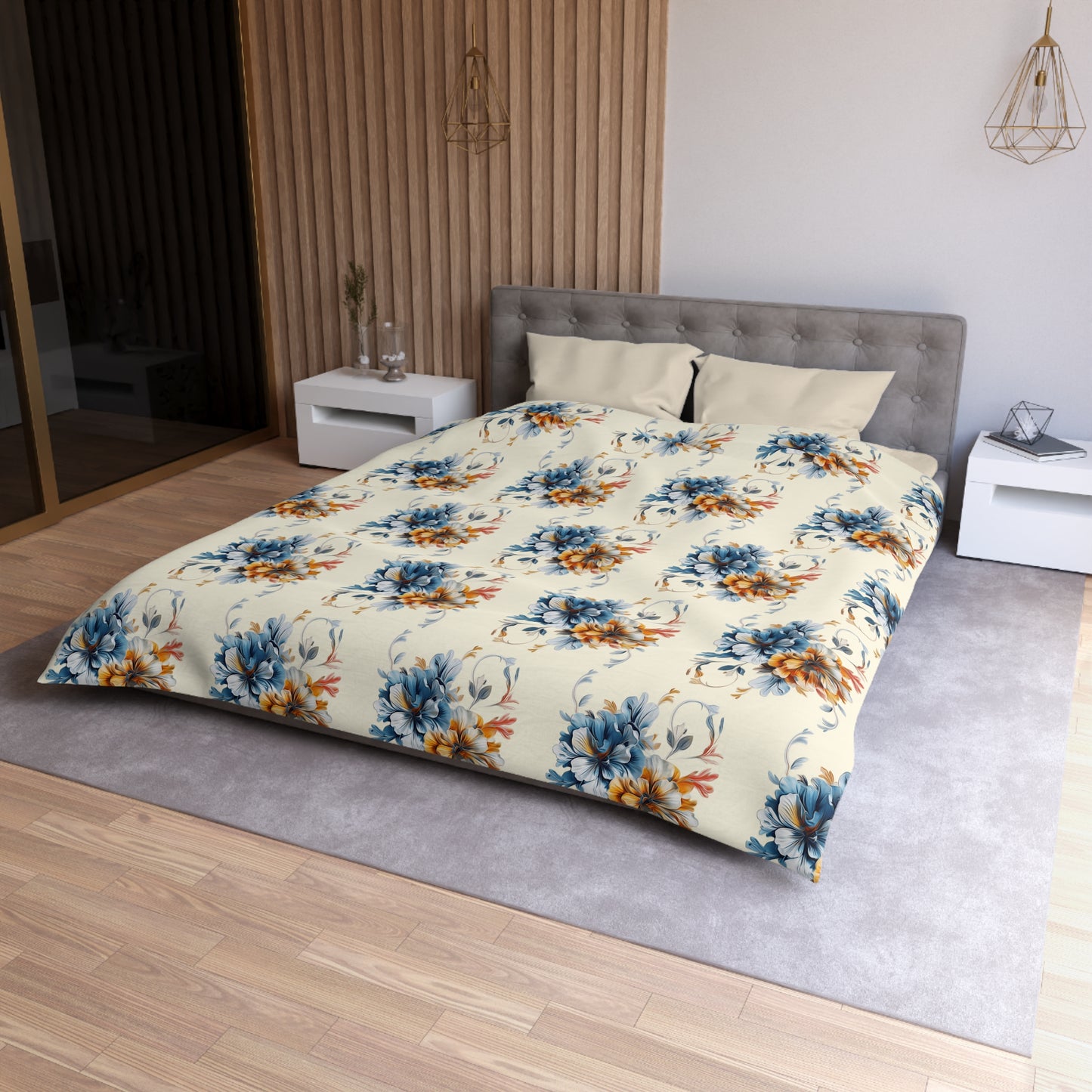 Floral Microfiber Duvet Cover, Soft Bedding Set, Cozy Home Decor, Nature-Inspired Bedroom, Spring Gift Idea