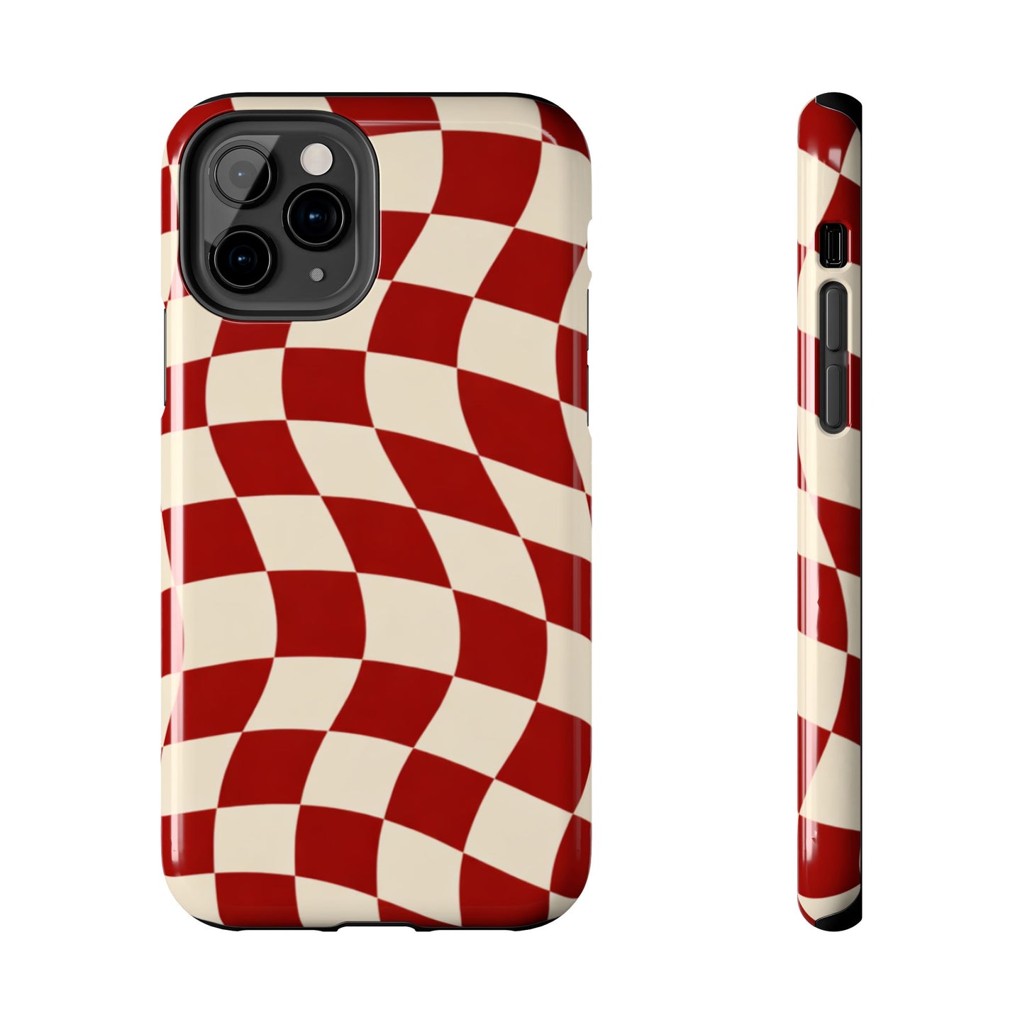 Red Wavy Checker Phone Case