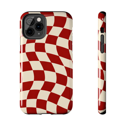 Red Wavy Checker Phone Case