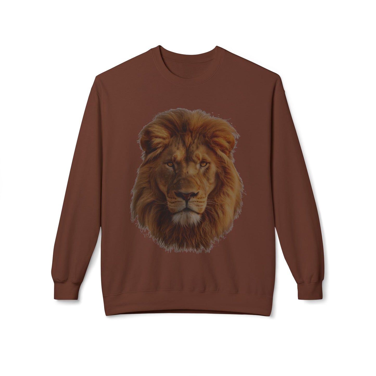 Unisex Midweight Soft style Fleece Crewneck Sweatshirt - Majestic Lion Design Sweatshirt