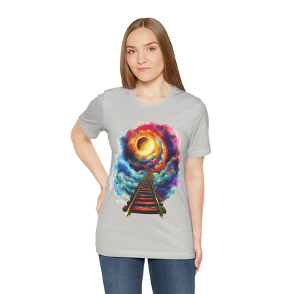 Unisex T-Shirt with 3D Watercolor Universe and an Abstract Representation with a Sun