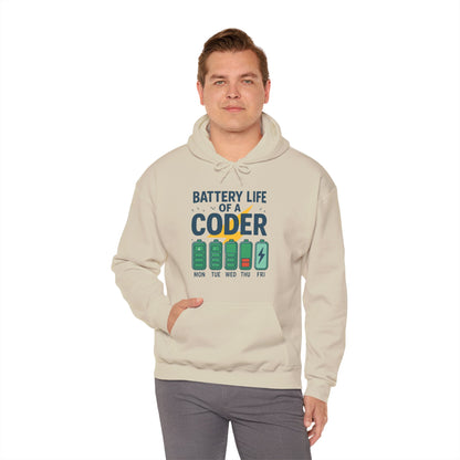 Battery Life of a Coder Hoodie, Programmer Gift, Coding Apparel, Techie Fashion