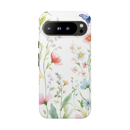 Watercolor Wildflower & Butterfly Phone Case - iPhone, Samsung, and Google case