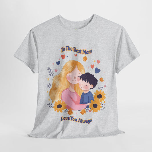 Mother & Child Love Heavy Cotton Tee - Floral Design T-Shirt - Mother's day Gift - Birthday Gift for Mom