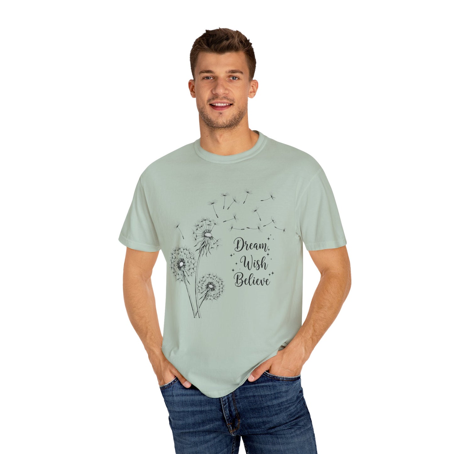 Inspirational Dandelion T-Shirt - Dream, Wish, Believe - Gift Tee