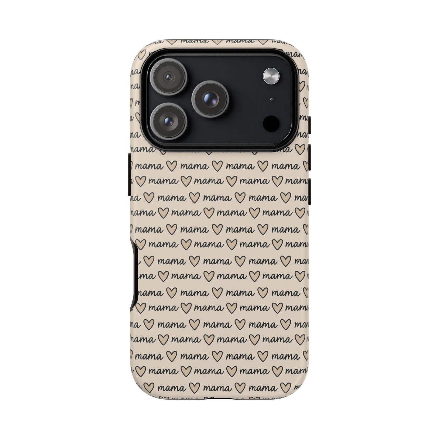 Mama Script Heart Pattern Phone Case