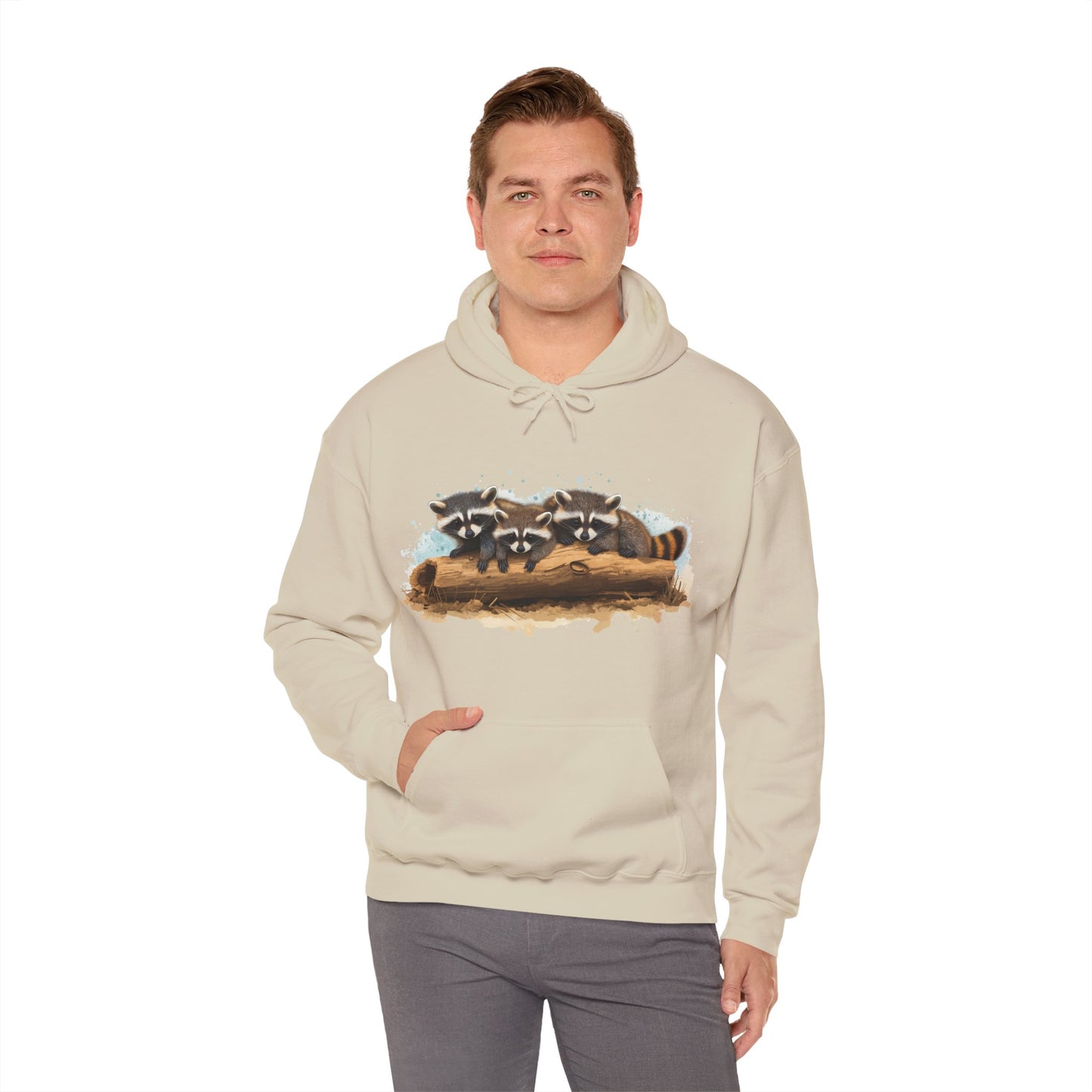 Cozy Raccoon Hooded Sweatshirt - Unisex Heavy Blend™- Raccoon in hoodie - Raccoon Hoodie with ears