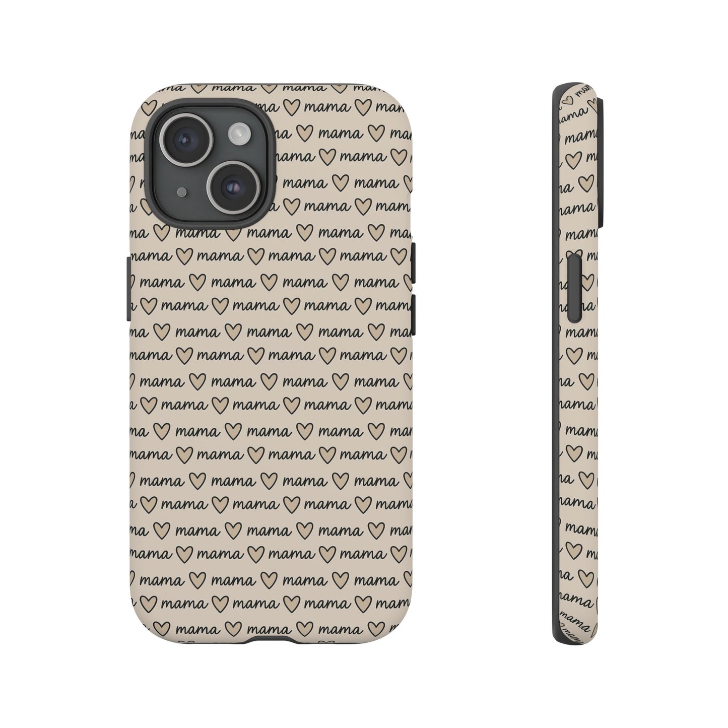 Mama Script Heart Pattern Phone Case
