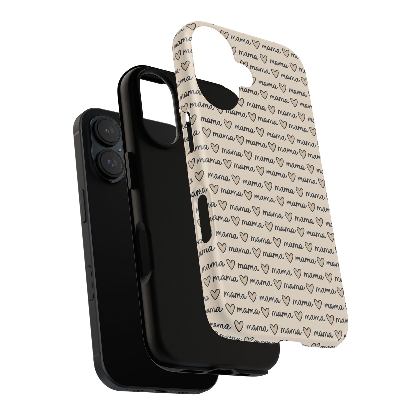Mama Script Heart Pattern Phone Case