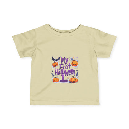 Infant Fine Jersey Tee - Spooky First Halloween - "My First Halloween" Cute Cartoon Design
