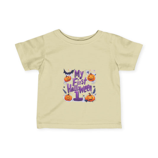 Infant Fine Jersey Tee - Spooky First Halloween - "My First Halloween" Cute Cartoon Design