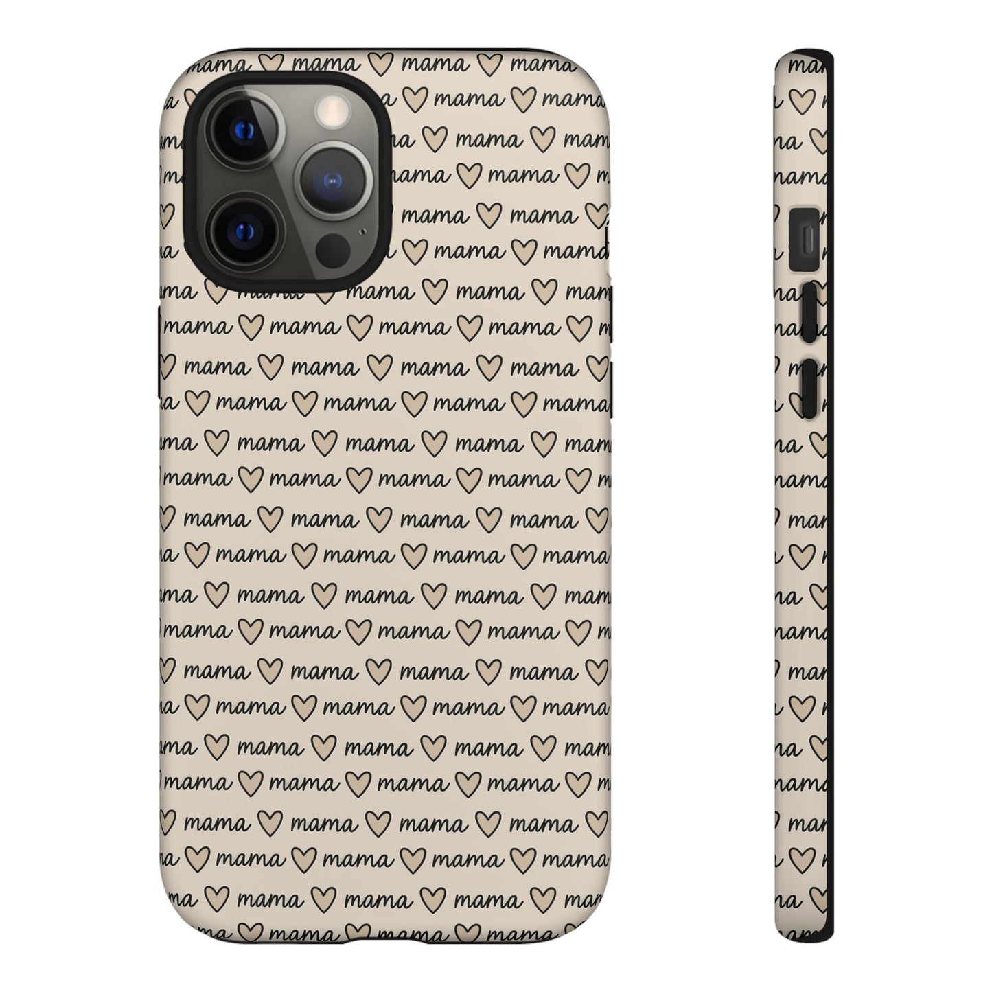 Mama Script Heart Pattern Phone Case