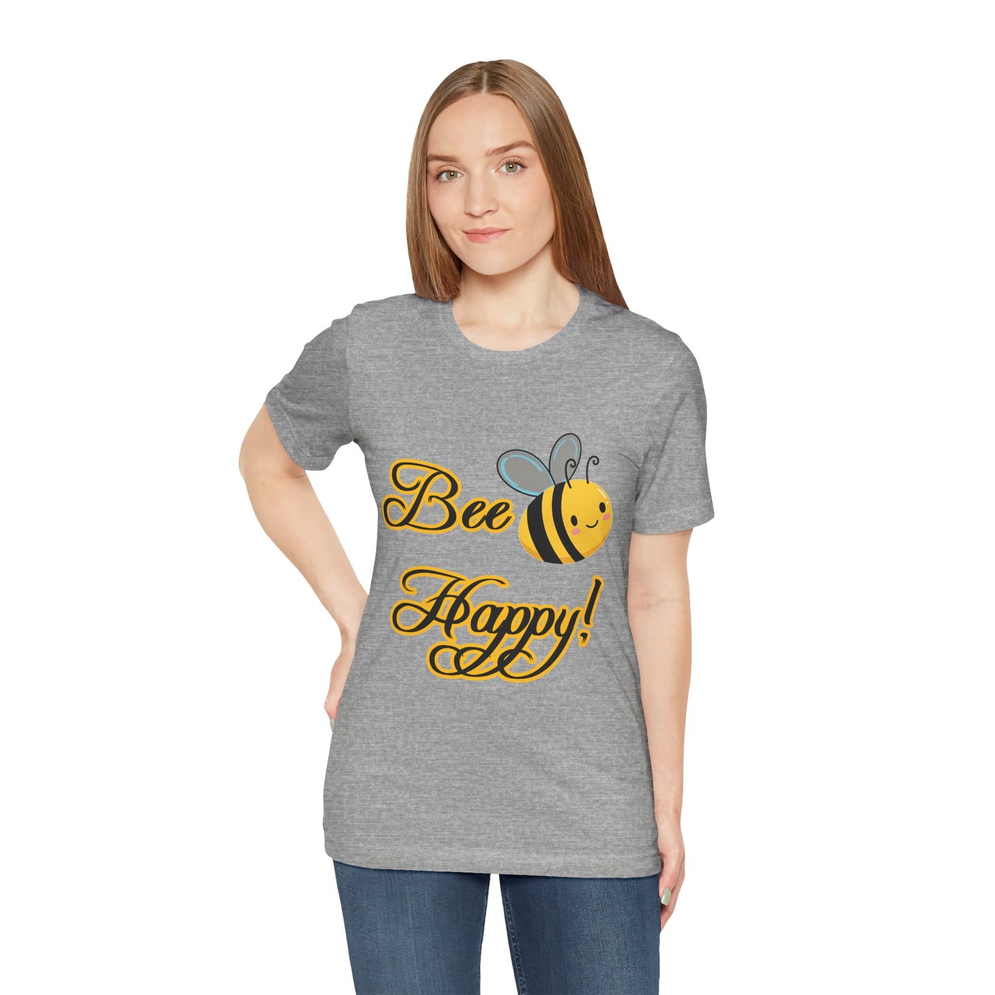 Bee Happy Unisex Jersey Tee - Cheerful Graphic T-Shirt for Positive Vibes