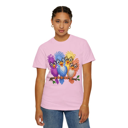 Colorful Bird Friends Women's T-Shirt - Fun & Playful Graphic Tee
