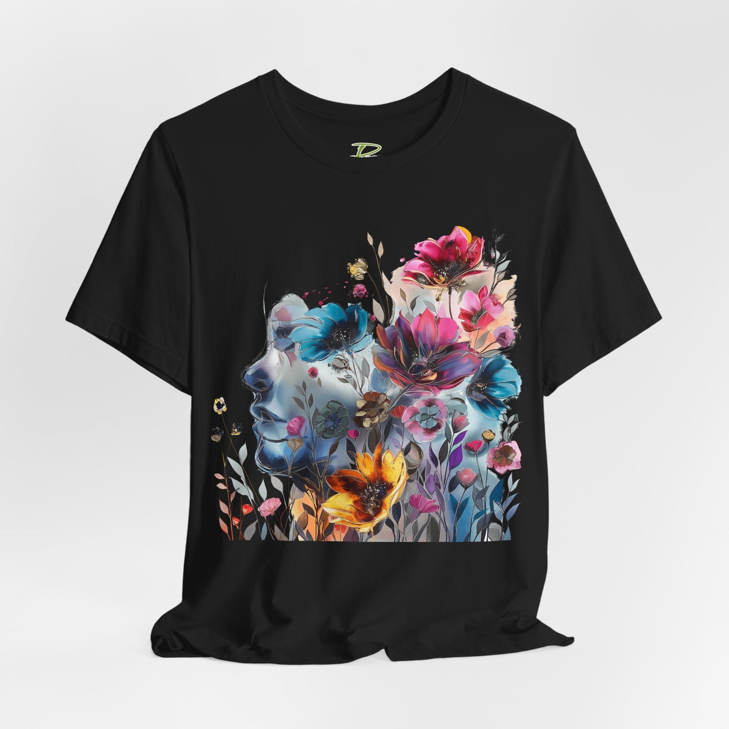 Floral Watercolor T-shirt for Women - Vibrant Artistic Tee - Lightweight Fabric Tee