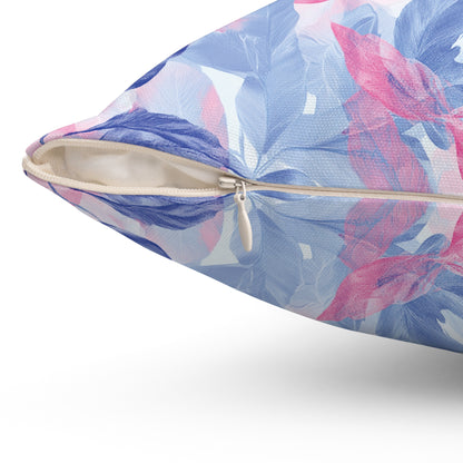Decorative Pillow - Colorful Pastel Leaves in Pink & Blue Tones