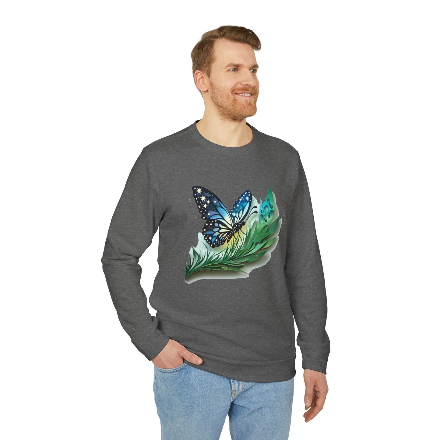 Butterfly Adidas Unisex Fleece Crewneck Sweatshirt