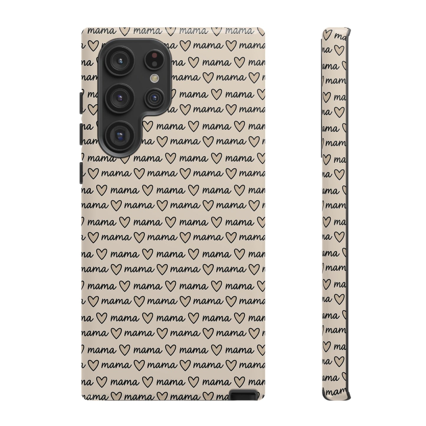 Mama Script Heart Pattern Phone Case