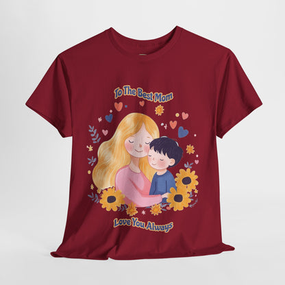 Mother & Child Love Heavy Cotton Tee - Floral Design T-Shirt - Mother's day Gift - Birthday Gift for Mom