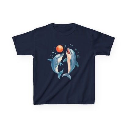 Playful Dolphins design Youth T-shirt- Unisex Youth Heavy Cotton™ Tee