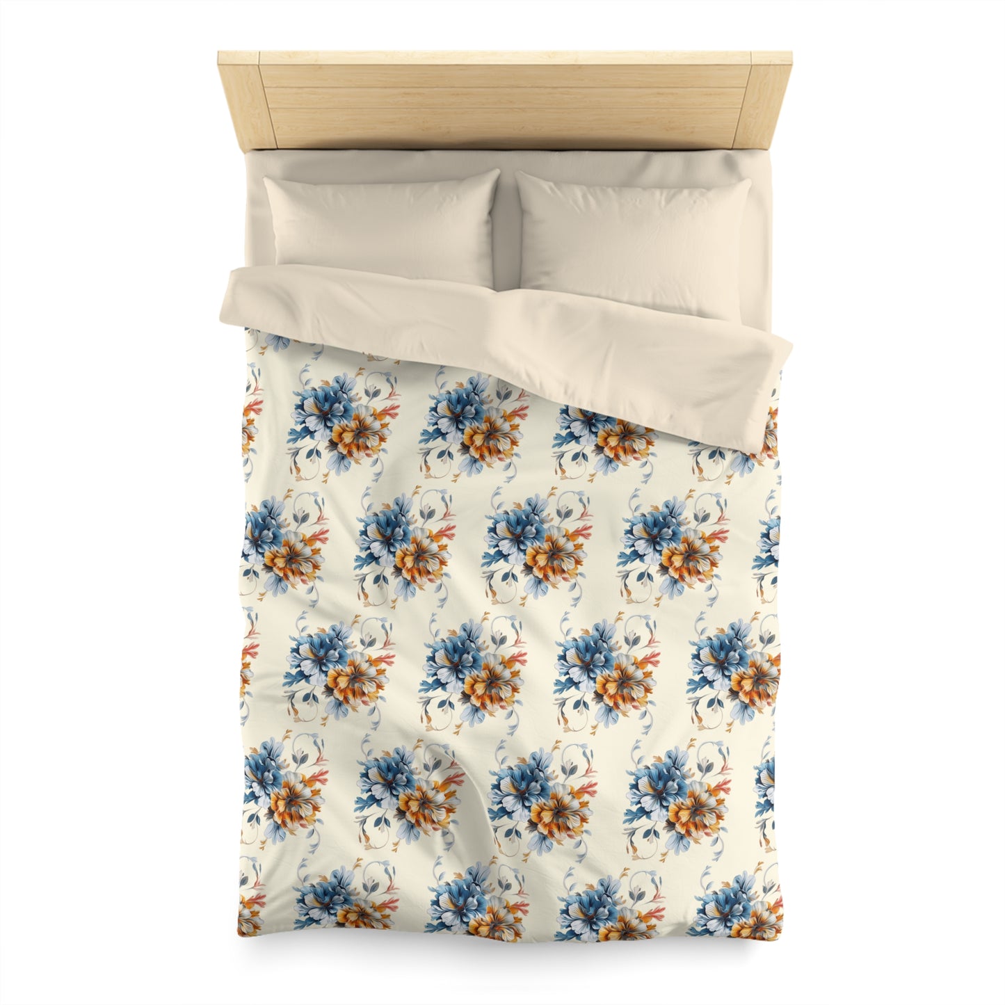 Floral Microfiber Duvet Cover, Soft Bedding Set, Cozy Home Decor, Nature-Inspired Bedroom, Spring Gift Idea