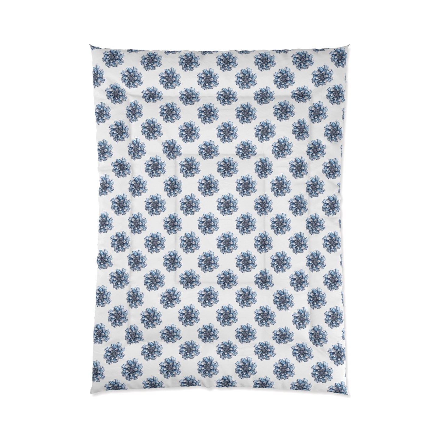 White Cozy Comforter Blanket with Striped Floral Design