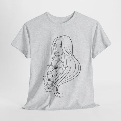 Floral Princess Cotton Tee - Chic Casual Wear - Birthday Gift - Mother's Day Gift