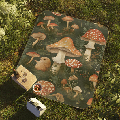 Mushroom Forest Picnic Blanket - Cozy Outdoor Blanket for Nature Lovers