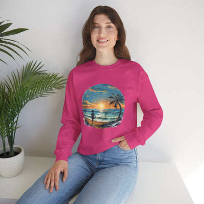 Unisex Heavy Blend™ Crewneck Sweatshirt - Colorful Beach Design