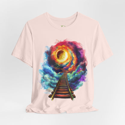 Unisex T-Shirt with 3D Watercolor Universe and an Abstract Representation with a Sun