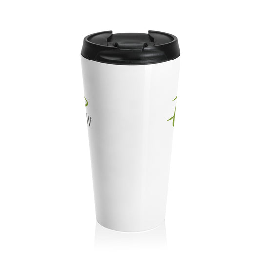 White Stainless Steel Travel Mug - "Paraw" Text Design, 15oz Travel Mug