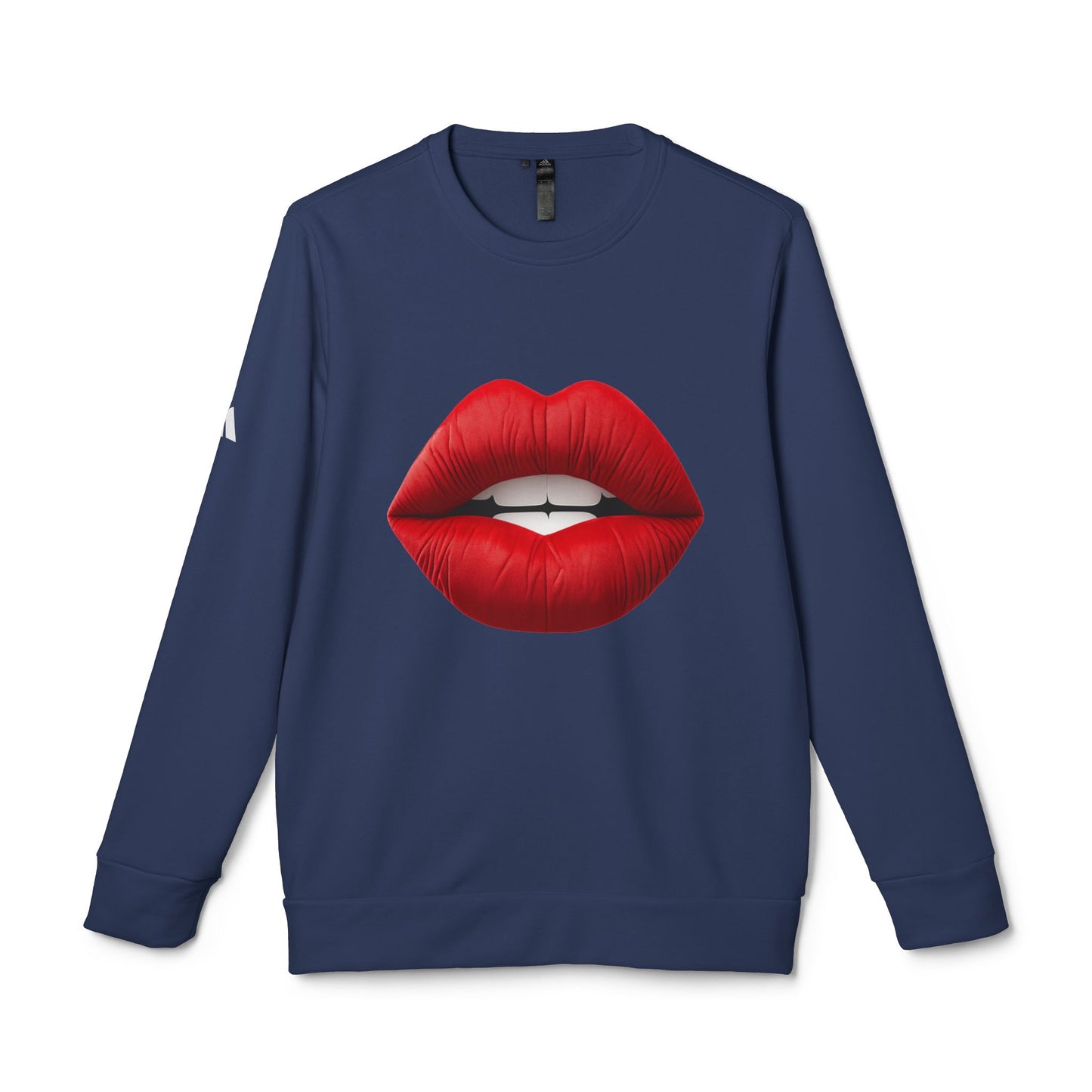 Adidas Women's Fleece Crewneck Sweatshirt with Red lips-shaped design