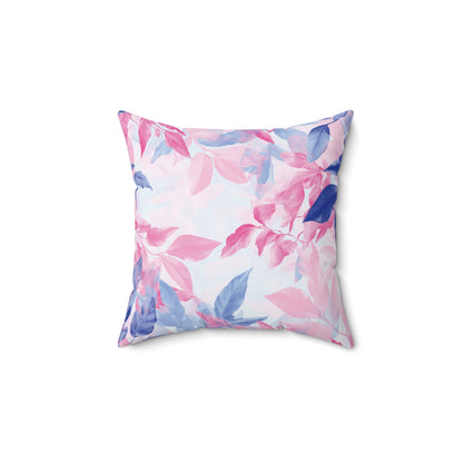 Decorative Pillow - Colorful Pastel Leaves in Pink & Blue Tones