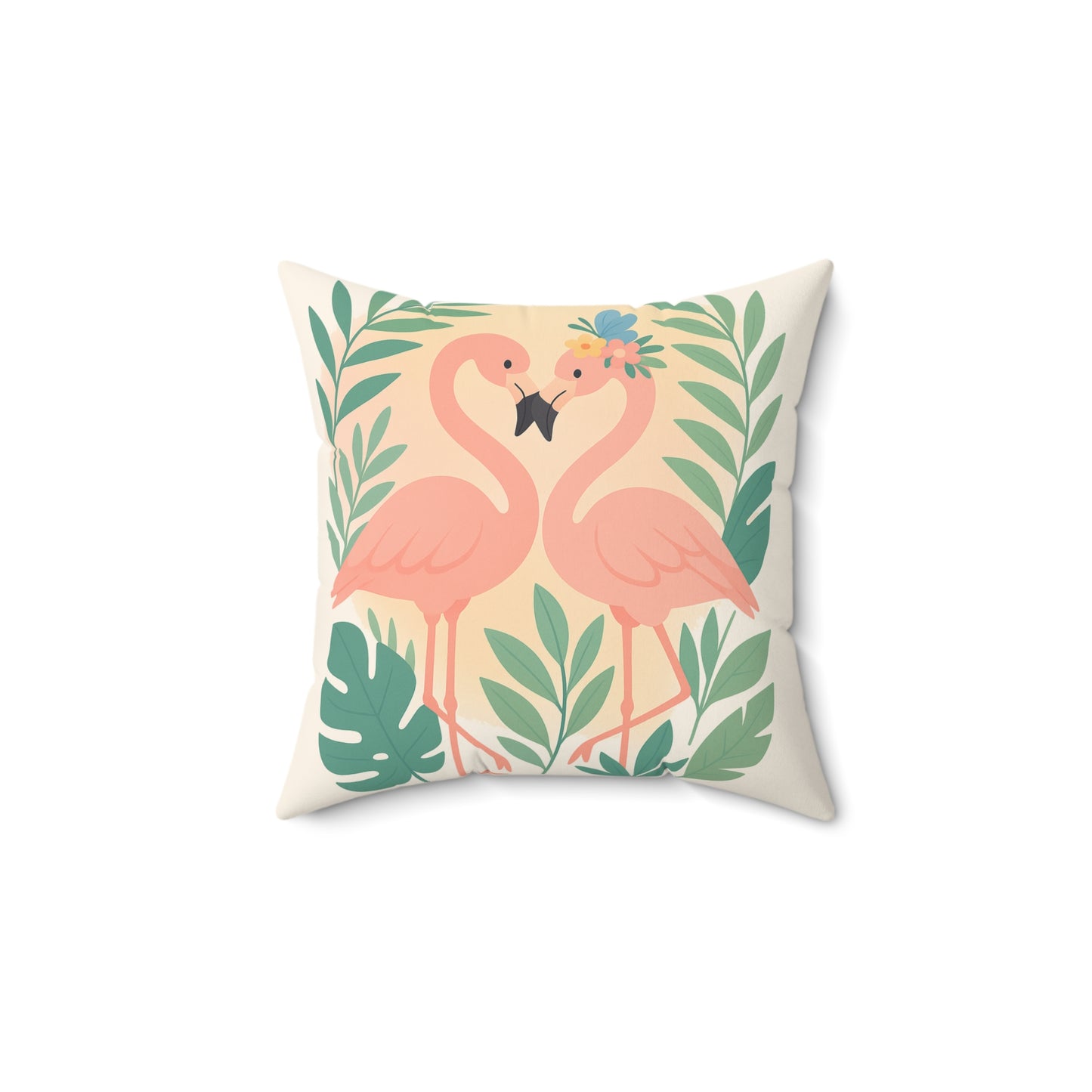 Romantic Flamingo Pillow, Tropical Decor, Love Nest Cushion, Beach House Gift, Summer Home Accent