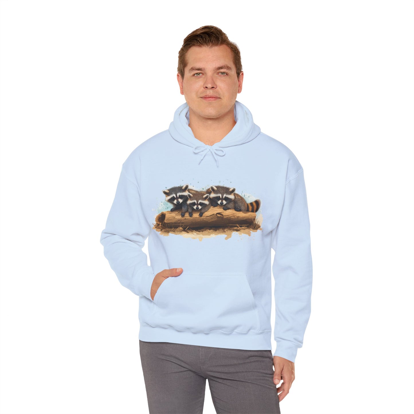 Cozy Raccoon Hooded Sweatshirt - Unisex Heavy Blend™- Raccoon in hoodie - Raccoon Hoodie with ears