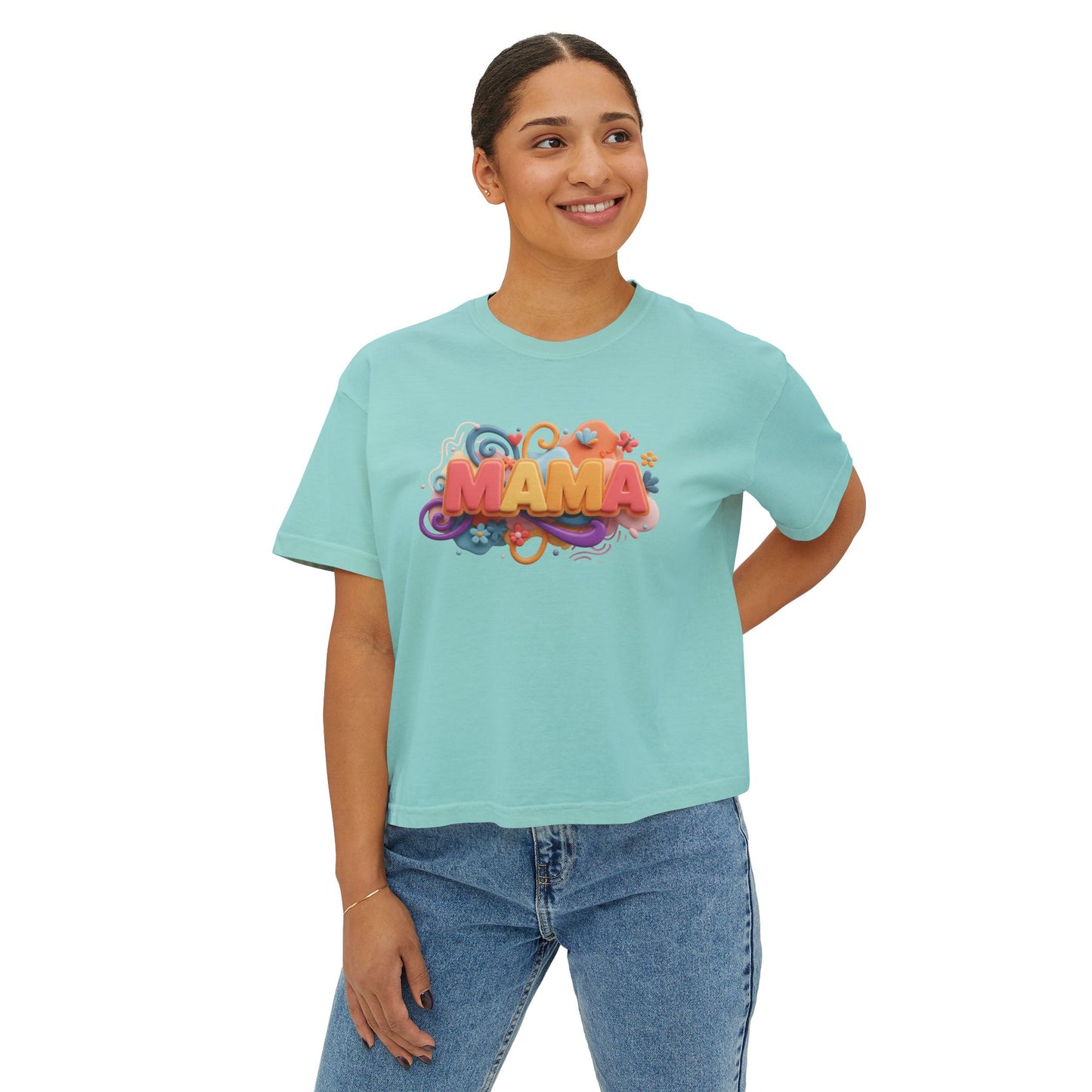 Mama Boxy Tee – Casual Women's T-Shirt for Moms - Women's Boxy Tee