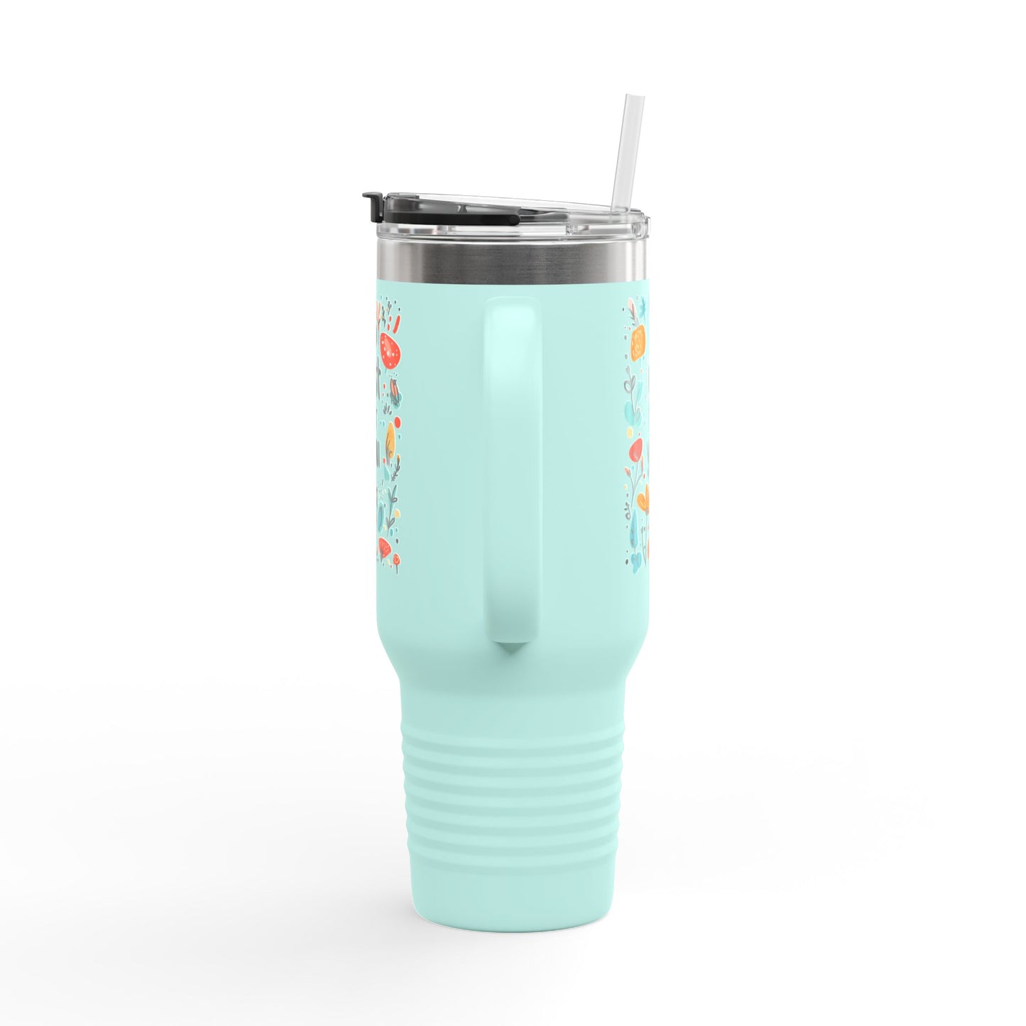Just for You: 40oz Insulated Travel Mug with Colorful Floral Design