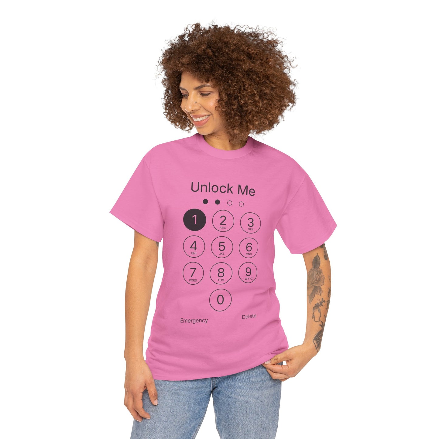 Unlock Me Graphic Tee, Funny T-Shirt for Tech Lovers, Casual Wear, Gift for Birthdays, Tech-themed Apparel, Unisex Heavy Cotton Tee