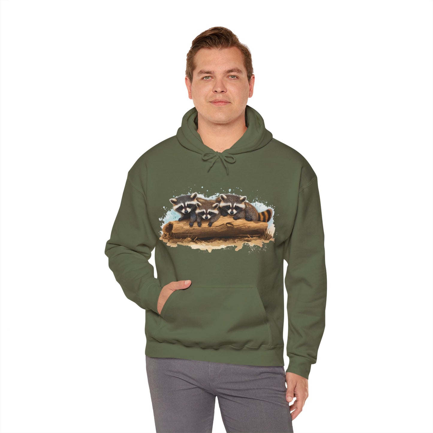 Cozy Raccoon Hooded Sweatshirt - Unisex Heavy Blend™- Raccoon in hoodie - Raccoon Hoodie with ears