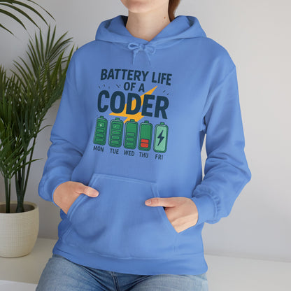 Battery Life of a Coder Hoodie, Programmer Gift, Coding Apparel, Techie Fashion