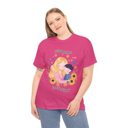 Mother & Child Love Heavy Cotton Tee - Floral Design T-Shirt - Mother's day Gift - Birthday Gift for Mom