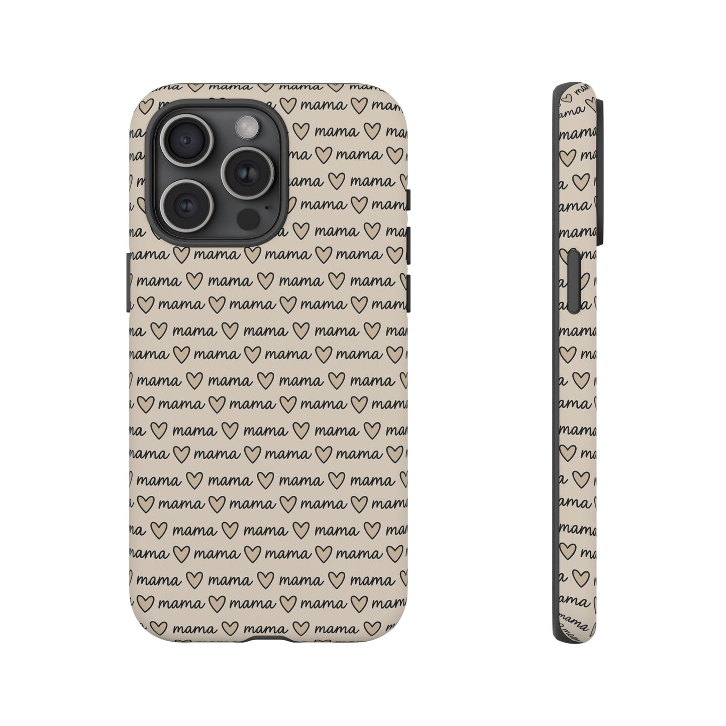 Mama Script Heart Pattern Phone Case