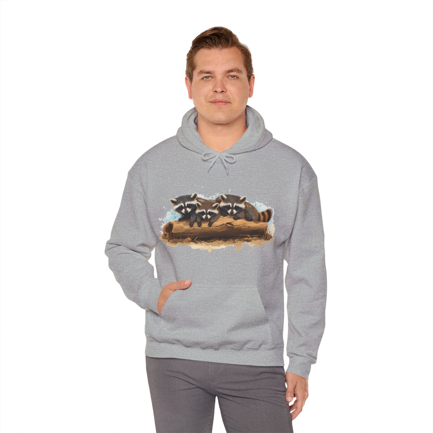 Cozy Raccoon Hooded Sweatshirt - Unisex Heavy Blend™- Raccoon in hoodie - Raccoon Hoodie with ears