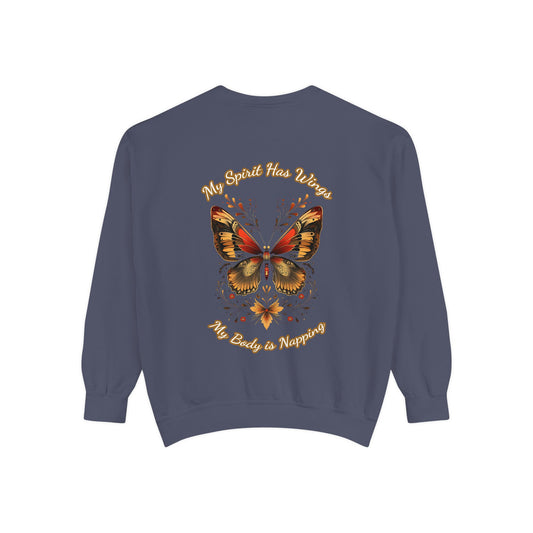 Butterfly Design Unisex Garment-Dyed Sweatshirt - Butterfly Sweatshirt