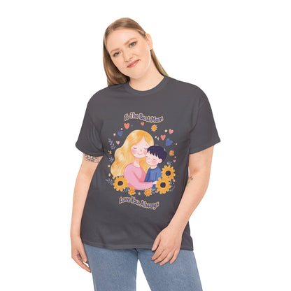 Mother & Child Love Heavy Cotton Tee - Floral Design T-Shirt - Mother's day Gift - Birthday Gift for Mom
