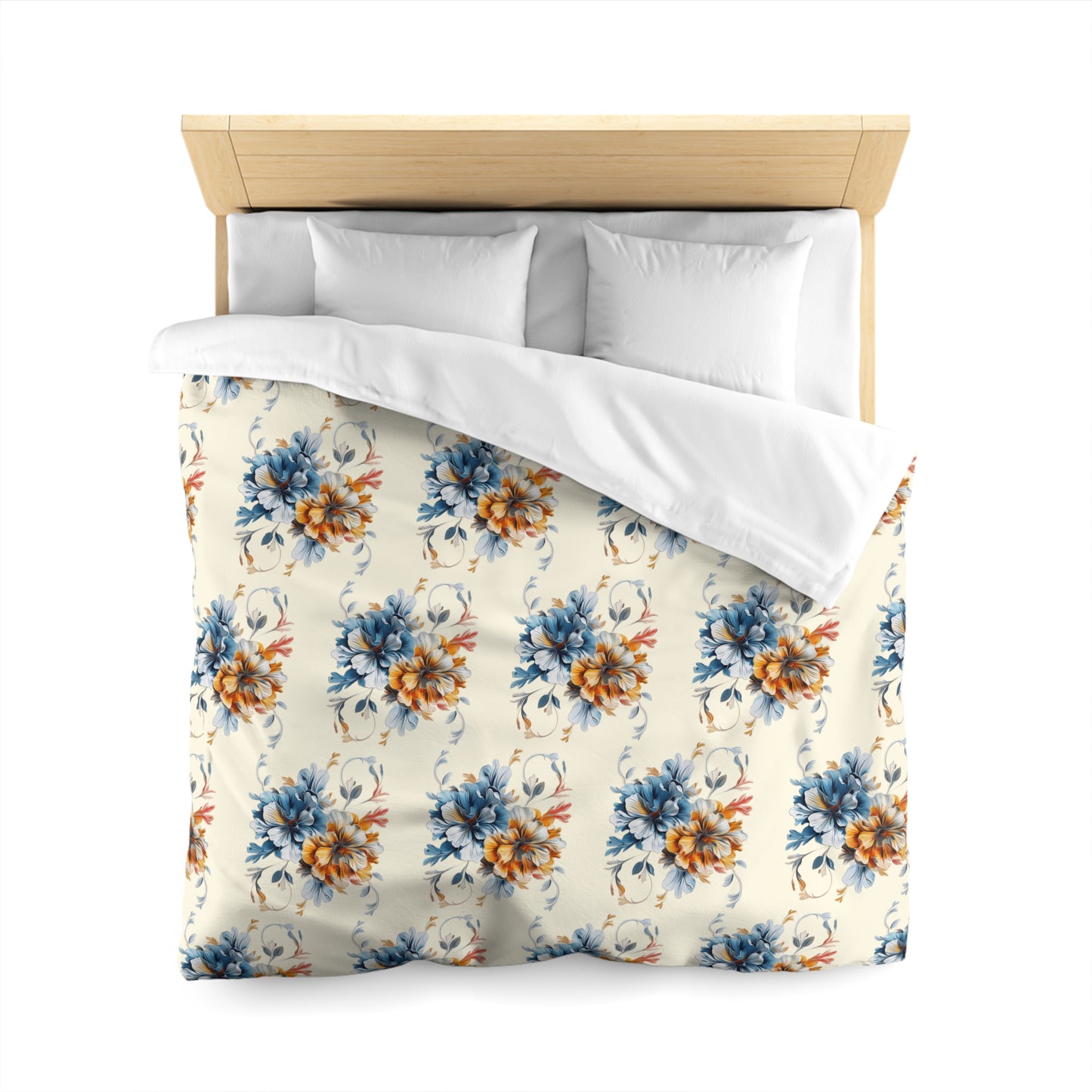 Floral Microfiber Duvet Cover, Soft Bedding Set, Cozy Home Decor, Nature-Inspired Bedroom, Spring Gift Idea