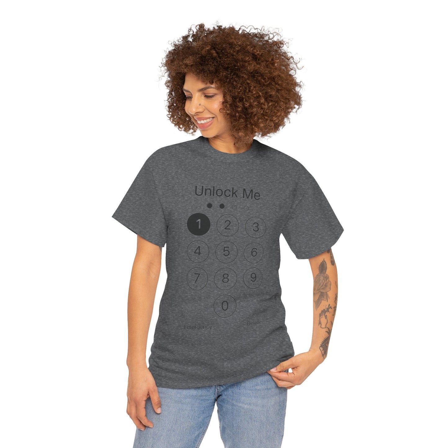 Unlock Me Graphic Tee, Funny T-Shirt for Tech Lovers, Casual Wear, Gift for Birthdays, Tech-themed Apparel, Unisex Heavy Cotton Tee