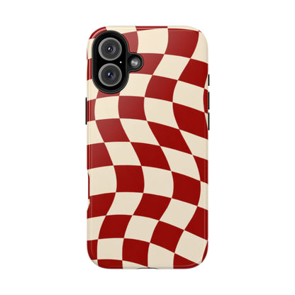 Red Wavy Checker Phone Case